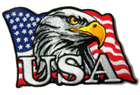 AMERICAN USA FLAG EAGLE HEAD 4 IN EMBROIDERED PATCH