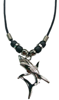 SILVER GREAT WHITE SHARK ROPE NECKLACE