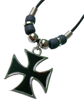BLACK  IRON CROSS ROPE NECKLACE *- CLOSEOUT 50 CENT EA
