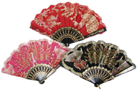 GLITTER PEACOCK 9 INCH HAND FANS