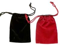 RED LARGE 4 INCH DRAW STRING VELVET BAGS *- CLOSEOUT 25 CENT EA