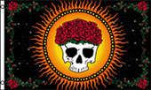 GRACIOUSLY DEAPARTED SKULL AND ROSES 3 X 5 FLAG