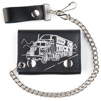 KEEP ON TRUCKING LEATHER TRIFOLD WALLEET W CHAIN