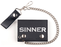 SINNER LEATHER TRIFOLD WALLET W CHAIN