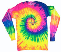 LONG SLEEVE NEON RAINBOW SWIRL TYE DYE TEE SHIRT