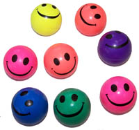 LARGE SMILE FACE HIGH BOUNCE 45MM BALLS *- CLOSEOUT 50 CENTS EACH