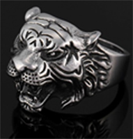 TIGER W STAR STAINLESS STEEL BIKER RING