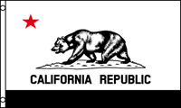BLACK & WHITE CALIFORNIA STATE 3 X 5 FLAG