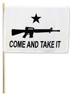 COME AND TAKE IT RIFLE GUN 12 X 18  FLAG ON A STICK