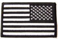 BLACK & WHITE AMERICAN FLAG right arm 3 IN EMBROIDERED PATCH