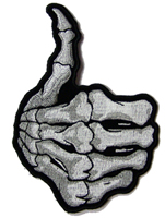 SKELETON HAND THUMB UP BONES 5 IN EMBROIDERED PATCH