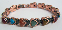 COPPER MAGNETIC HEART SHAPED MIXED STONES BRACELET