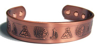 INDAIN HEAD TEEPEE PURE COPPER SIX MAGNET CUFF BRACELET