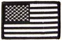 AMERICAN FLAG BLACK & WHITE LEFT ARM 3 INCH PATCH
