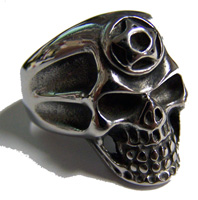 PENTAGRAM SKULL HEAD  STAINLESS STEEL BIKER RING