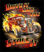 DRIVE IT LIKE YOU STOLE IT VINTAGE CAR  BLACK SHORT SLEEVE TEE-SH