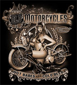 OLD MOTORCYCLES HOT BABES  BLACK SHORT SLEEVE TEE-SHIRT