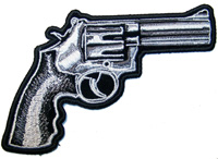 REVOLVER PISTOL GUN 5 IN EMBROIDERED PATCH