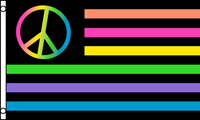 NEON RAINBOW PEACE SIGN USA 3 X 5 FLAG