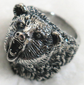 WILD BEAR HEAD STAINLESS STEEL RING