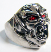 DEMON MONSTER HEAD STAINLESS STEEL BIKER RING