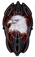 JUMBO PINSTRIPE EAGLE HEAD 10 IN EMBROIDERED PATCH