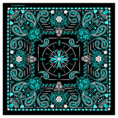 DELUXE TURQUOISE BLUE PASILEY RETRO SKULL BANDANNA