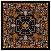 DELUXE ORANGE PASILEY RETRO SKULL BANDANNA