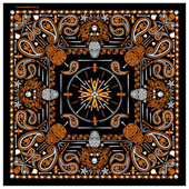 DELUXE ORANGE PASILEY RETRO SKULL BANDANNA