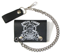 SPECIAL FORCES MILITARY TRIFOLD LEATHER WALLET W CHIAN