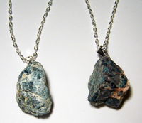 APATITE ROUGH NATURAL MINERAL 18 IN SILVER LINK CHAIN NECKLACE