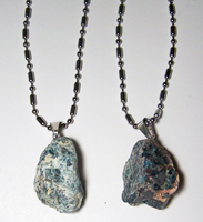 APATITE ROUGH NATURAL MINERAL STONE STAINLESS BALL CHAIN NECKLACE