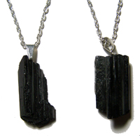 TOURMALINE ROUGH NATURAL MINERAL 18 IN SILVER LINK CHAIN NECKLACE