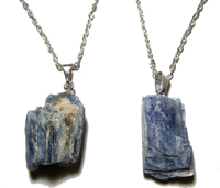 KYANITE ROUGH NATURAL MINERAL 18 IN SILVER LINK CHAIN NECKLACE