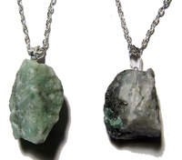 APATITE ROUGH NATURAL MINERAL 18 IN SILVER LINK CHAIN NECKLACE