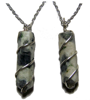 RAINBOW MOONSTONE COIL WRAPPED STONE ON 18 IN LINK CHAIN NECKLACE