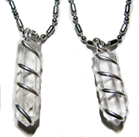RAINBOW MOONSTONE COIL WRAPPED STONE STAINLESS STEEL NECKLACE