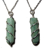AMAZONITE QUARTZ COIL WRAPPED STONE ON 18 IN LINK CHAIN NECKLACE
