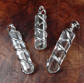 CLEAR QUARTZ CRYSTAL COIL WRAPPED STONE PENDANT