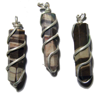 AFRICAN ZEBRA COIL WRAPPED STONE PENDANT