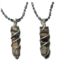 AFRICAN ZEBRA COIL WRAPPED STONE STAINLESS STEEL NECKLACE