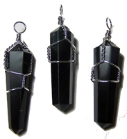 WIRE WRAPPED BLACK OBSIDIAN POINT CUT PENDANT