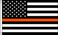 AMERICAN BLACK & WHITE THIN ORANGE LINE 3 X 5 FLAG *- CLOSEOUT
