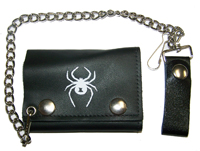 WHITE WIDOW SPIDER TRIFOLD LEATHER WALLET W CHIAN