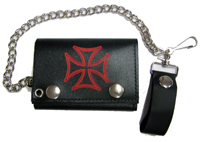 RED IRON CROSS TRIFOLD LEATHER WALLET W CHIAN