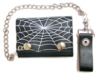 SPIDER WEB TRIFOLD LEATHER WALLET W CHIAN