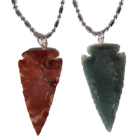LARGE 2 INCH ARROWHEAD PENDANTS ON STAINLESS BALL CHAIN NECKLACE