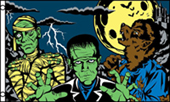 FRANKENSTEIN / MUMMY FRIGHT NIGHT HALLOWEEN  3 X 5 FLAG