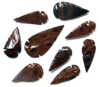 MECCA OBSIDIAN STONE LARGE 2 TO 3 INCH ARROWHEADS