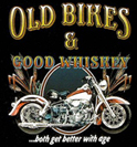 OLD BIKES & GOOD WHISKEY BLACK SHORT SLEEVE TEE-SHIRT